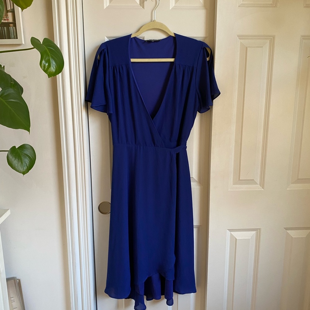 Lulu’s Rise to the Occasion Royal Blue Midi Wrap Dress - Picture 5 of 10